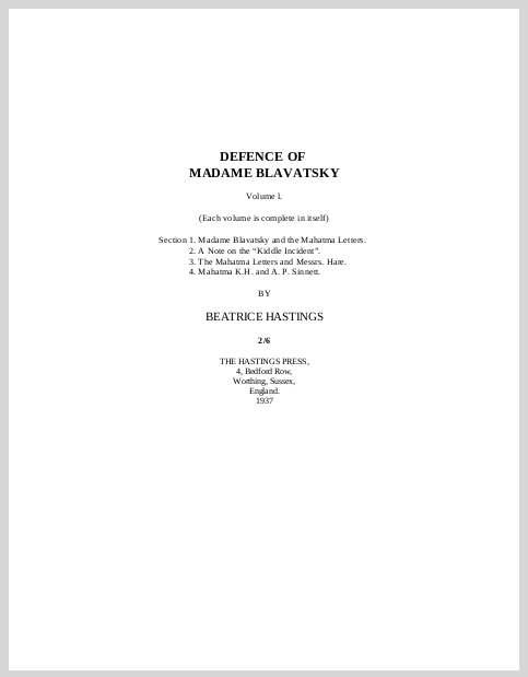 DefenceOfMadameBlavatskyVolumeIBeatriceHastings0