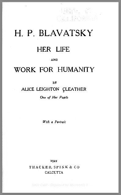 HPBlavatskyHerLifeAndWorkForHumanityALCleather0