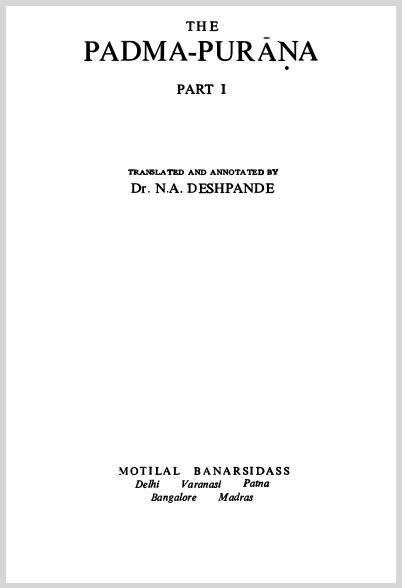 PadmaPuranaPart1SrishtiKhandaMotilalBanarsidass0