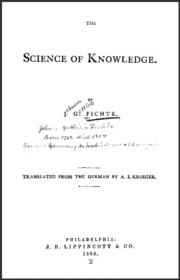 ScienceOfKnowledgeJohannGottliebFichte3