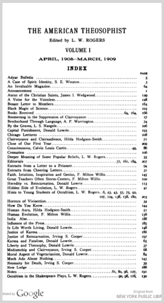 TheAmericanTheosophistVolume1IndexApril1908March19091