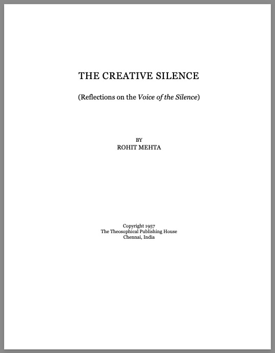 TheCreativeSilenceReflectionsOnTheVoiceOfTheSilenceRohitMehta0