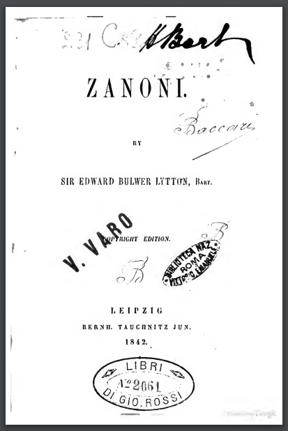 ZanoniEdwardBulwerLytton18421